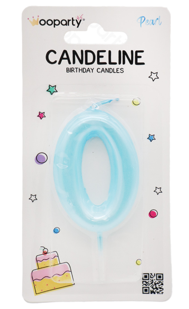 Candeline Wooparty celeste pearl n.0 8,5cm