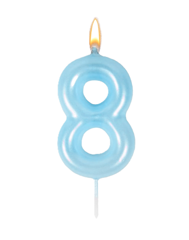 Candeline Wooparty celeste pearl n.8 8,5cm