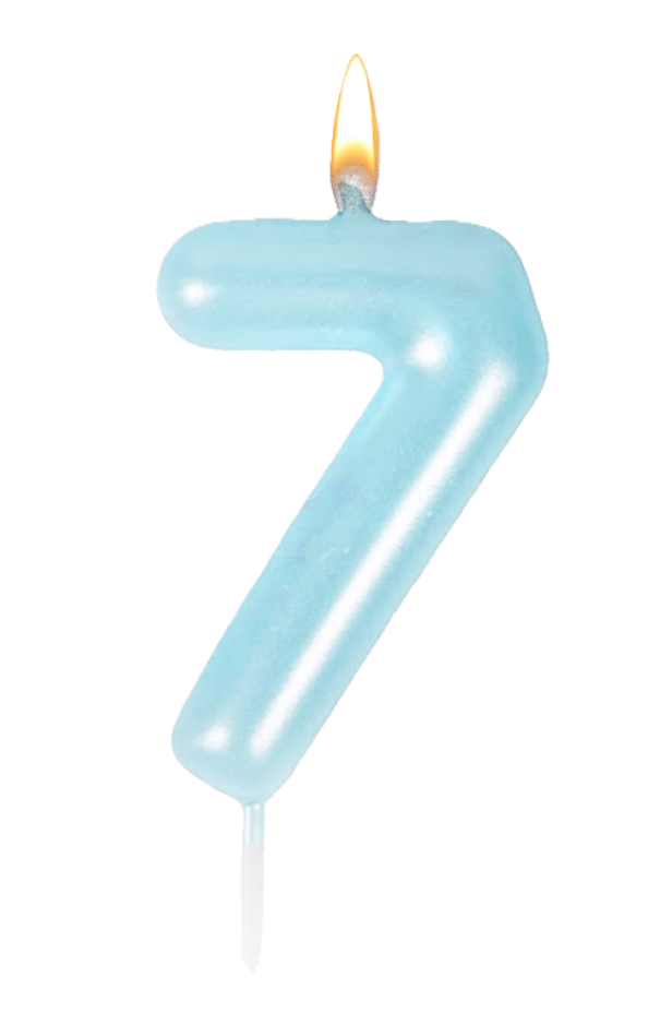 Candeline Wooparty celeste pearl n.7 8,5cm