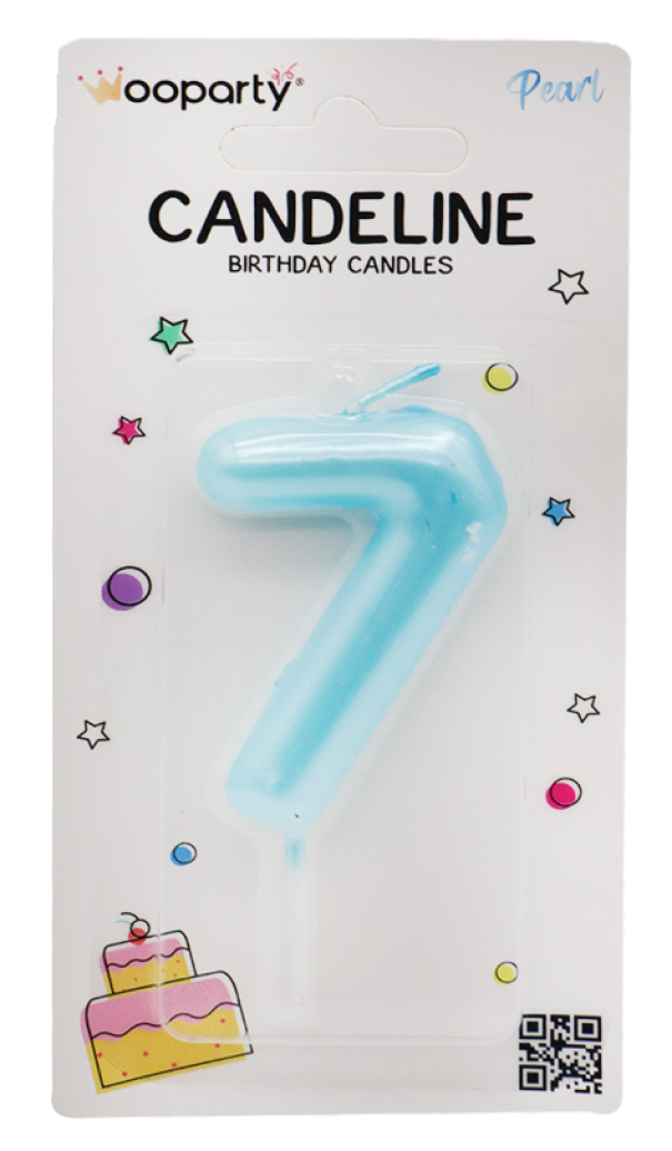 Candeline Wooparty celeste pearl n.7 8,5cm