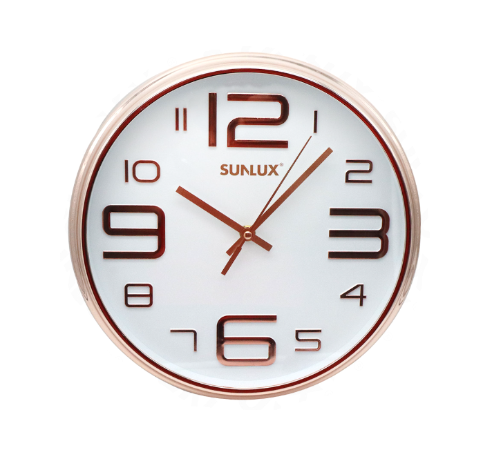 Orologio da parete rotondo, Diametro 30cm, Oro Rosa