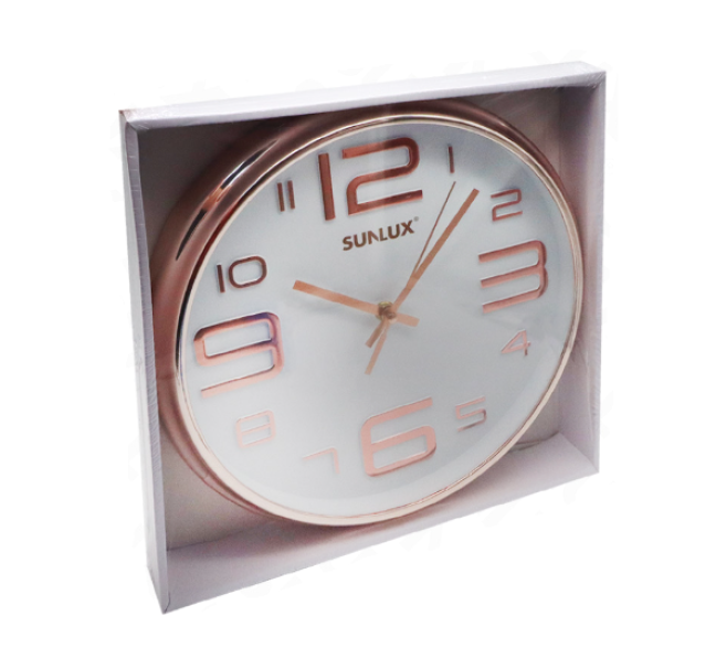 Orologio da parete rotondo, Diametro 30cm, Oro Rosa