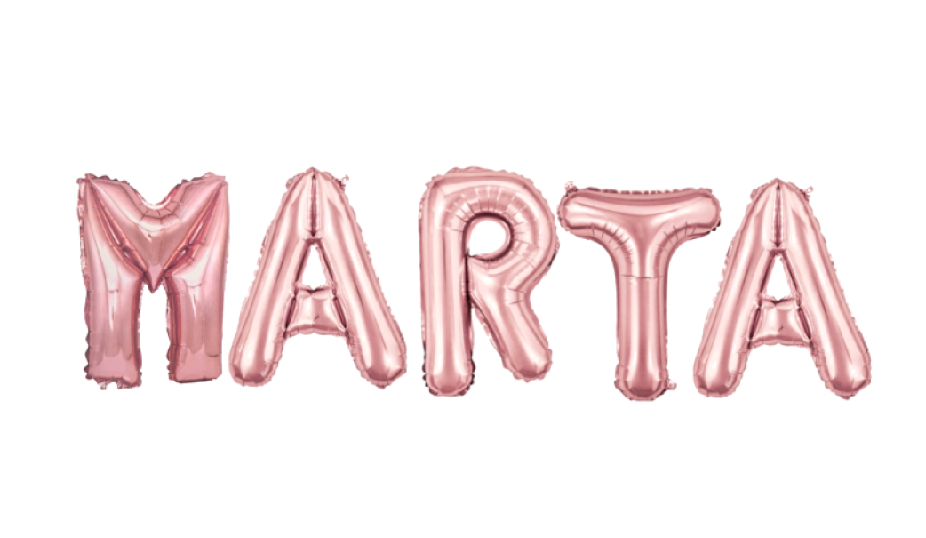 Palloncini nome Marta, kit scritto con lettere rosa altezza 35cm