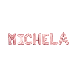 Palloncini nome michela, kit scritto con lettere rosa altezza 35cm
