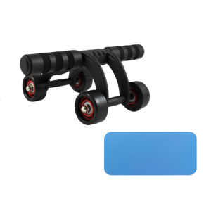 Rullo addominali 4 ruote con tappetino – ab roller professionale per allenamento addome – ruota fitness antiscivolo uomo donna – core trainer silenzioso e stabile