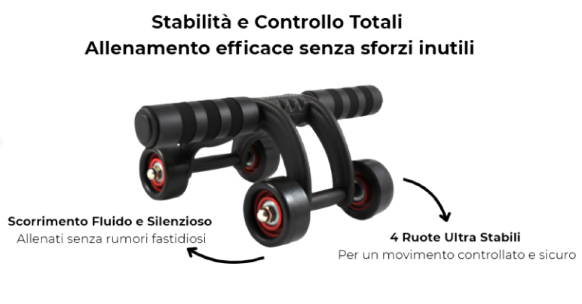 Rullo Addominali 4 Ruote con Tappetino