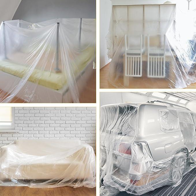 Set da 6 Telo per Imbiancare 4x4 m Multiuso Telo Protettivo Imbianchino Telo Copritutto per Pittura Teli Plastica per Coprire Telo Impermeabile Telo Protettivo per Pittura