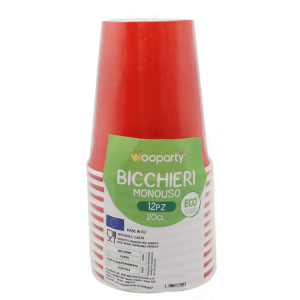Bicchieri in carta monouso rosso 200ml 12 pz