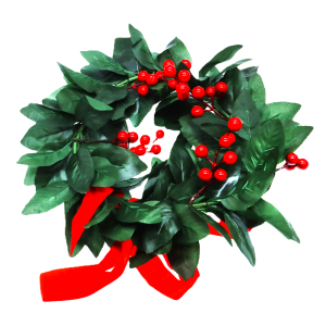 Corona laurea alloro finto con bacche rosse – ø 30 cm – ghirlanda decorativa per festa di laurea, elegante e realistica