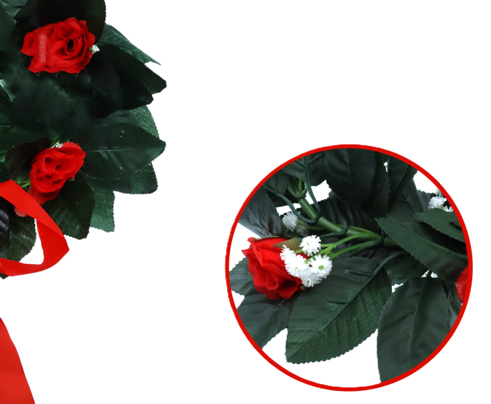 Corona Laurea Alloro Finto con Rose Rosse 