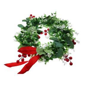 Corona laurea di alloro finto – ø 30 cm – ghirlanda con bacche rosse e fiocco rosso – elegante e realistica, unisex