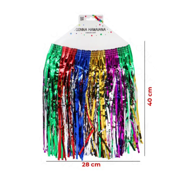 Gonna Hawaiana Multicolore 28x40 cm u2013 Costume Estivo per Feste a Tema, Luau, Eventi Tropicali