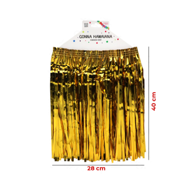Gonna Hawaiana Oro 28x40 cm u2013 Costume Estivo per Feste a Tema, Luau, Eventi Tropicali