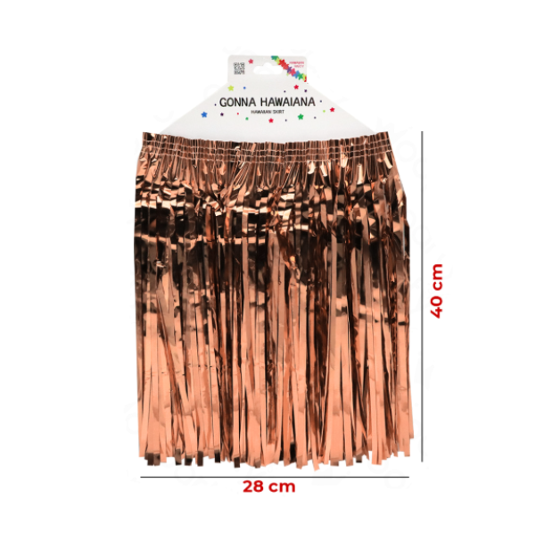 Gonna Hawaiana Oro Rosa 28x40 cm u2013 Costume Estivo per Feste a Tema, Luau, Eventi Tropicali