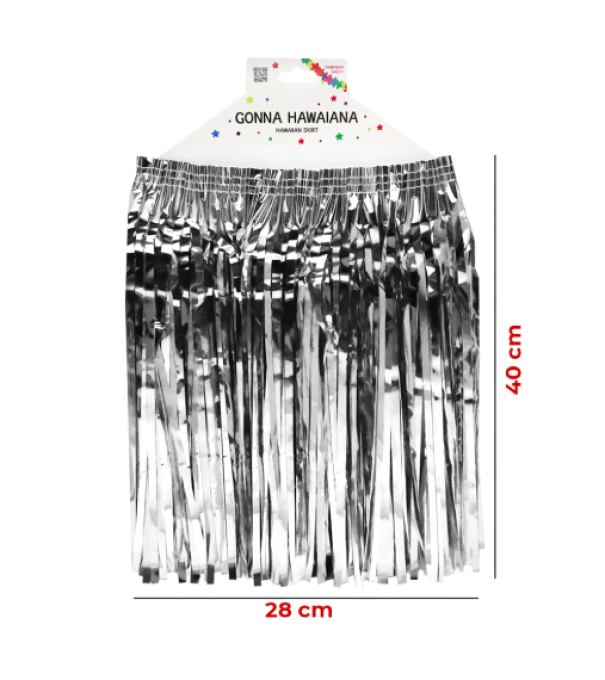 Gonna Hawaiana Argento 28x40 cm u2013 Costume Estivo per Feste a Tema, Luau, Eventi Tropicali