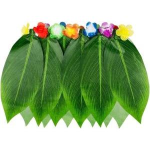 Gonna hawaiana con 15 foglie – 35 cm, vita con fiori colorati – costume tropicale per feste estive, party a tema e luau