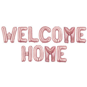 Palloncini scritta welcome home rosa, palloncini 35 cm rosa metal