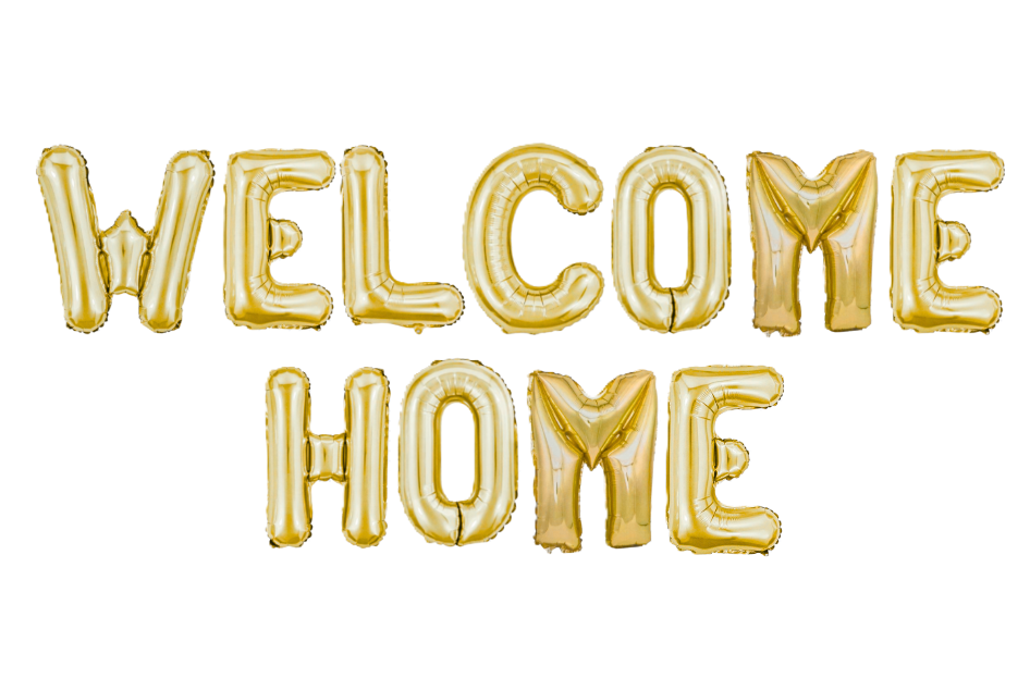 Palloncini Scritta WELCOME HOME Oro metal, palloncini 35 cm 