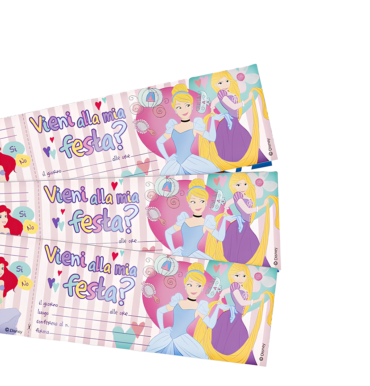 Biglietti inviti compleanno Principesse 10 pezzi - inviti per festa bambina 