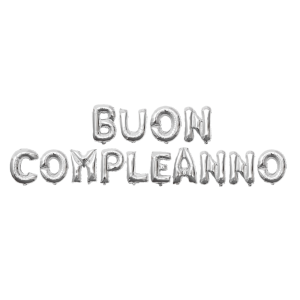 Palloncini buon compleanno argento metallizzato – lettere 35 cm in foil, decorazioni per feste di compleanno