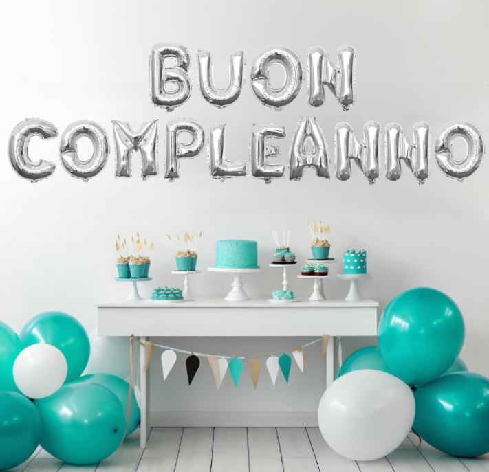 Palloncini BUON COMPLEANNO Argento Metallizzato