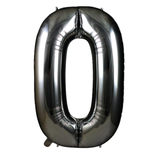 Palloncino numero 0 nero metallizzato 100 cm – decorazione compleanno, anniversari, feste a tema