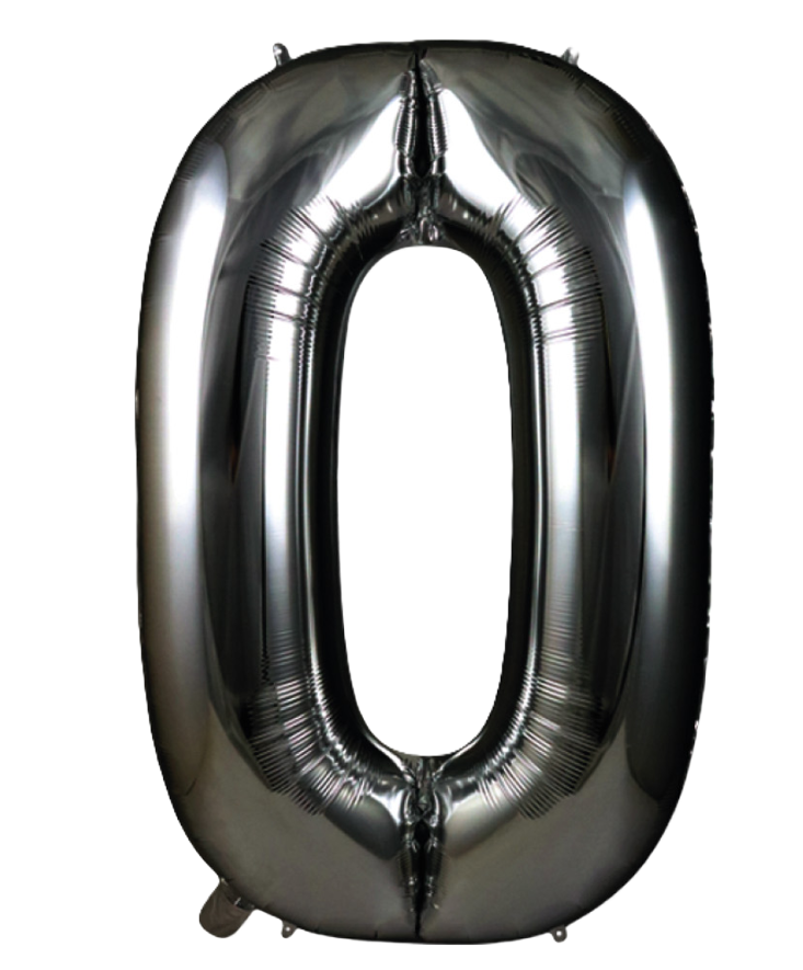 Palloncino Numero 0 Nero Metallizzato 100 cm