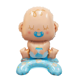 Palloncino gonfiabile baby 3d con base – decorazione in foil metallo 36x63 cm, tema neonato celeste, ideale per baby shower, nascita, battesimo