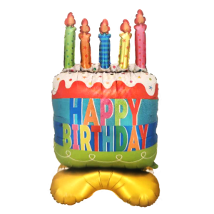 Palloncino gonfiabile torta 3d “happy birthday” – decorazione foil metallo 68x124 cm, pallone festa di compleanno, grande e colorato