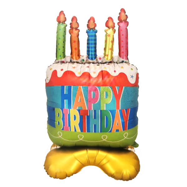 Palloncino Gonfiabile Torta 3D u201cHappy Birthdayu201d u2013 Decorazione Foil Metallo 68x124 cm, Pallone Festa di Compleanno, Grande e Colorato