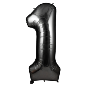 Palloncino numero 1 nero metallizzato 100 cm – decorazione compleanno, anniversari, feste a tema