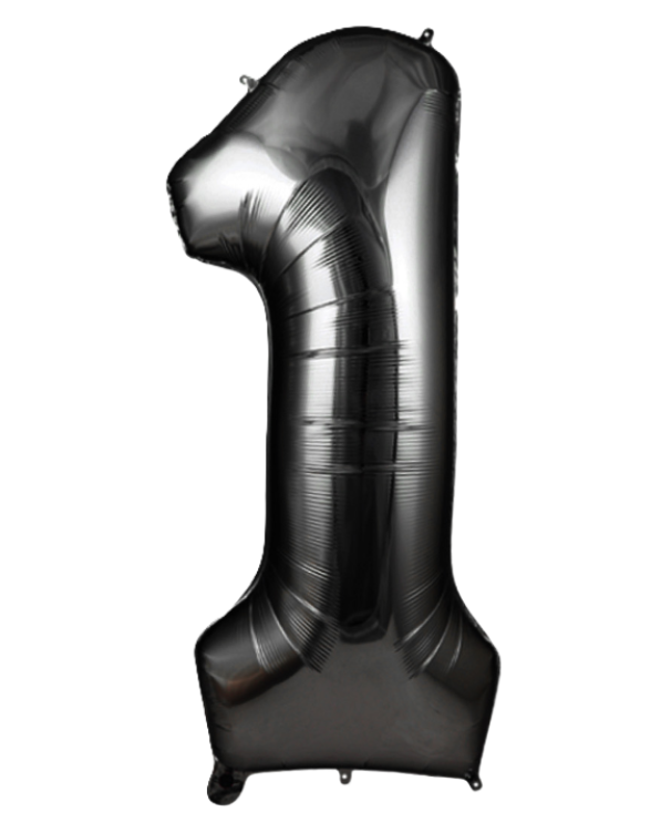 Palloncino Numero 1 Nero Metallizzato 100 cm