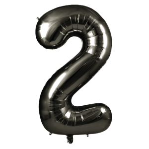 Palloncino numero 2 nero metallizzato 100 cm – decorazione compleanno, anniversari, feste a tema