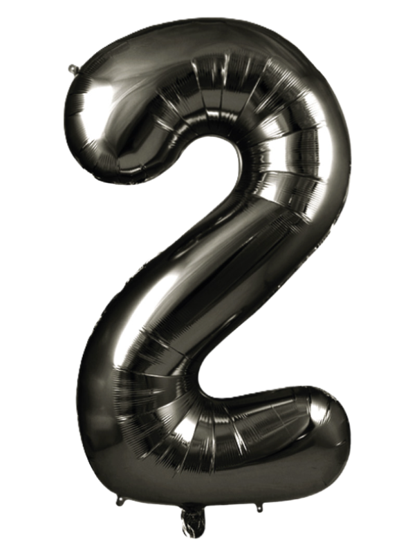 Palloncino Numero 2 Nero Metallizzato 100 cm
