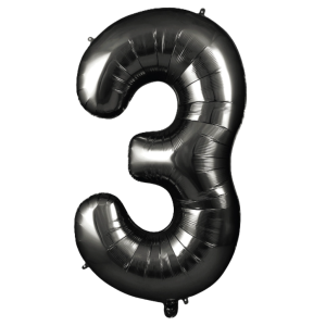 Palloncino numero 3 nero metallizzato 100 cm – decorazione compleanno, anniversari, feste a tema