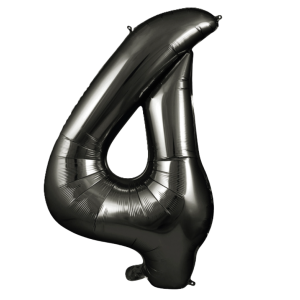 Palloncino numero 4 nero metallizzato 100 cm – decorazione compleanno, anniversari, feste a tema