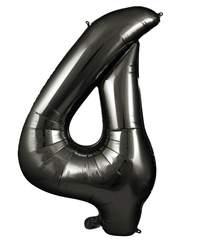 Palloncino Numero 4 Nero Metallizzato 100 cm