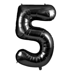 Palloncino numero 5 nero metallizzato 100 cm – decorazione compleanno, anniversari, feste a tema