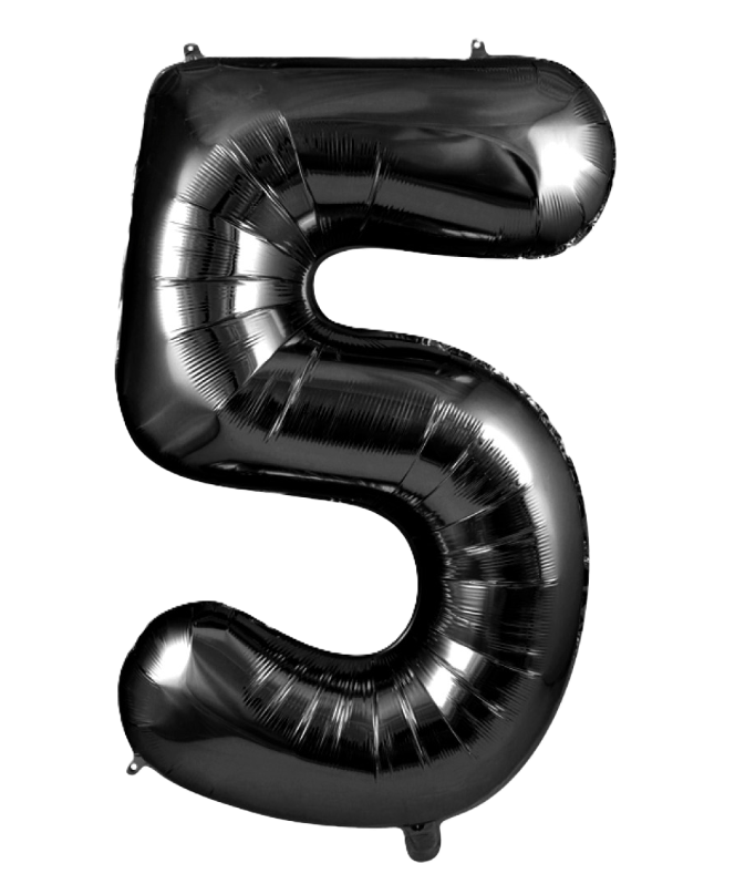 Palloncino Numero 5 Nero Metallizzato 100 cm