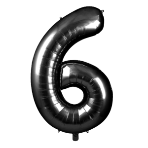 Palloncino numero 6 nero metallizzato 100 cm – decorazione compleanno, anniversari, feste a tema