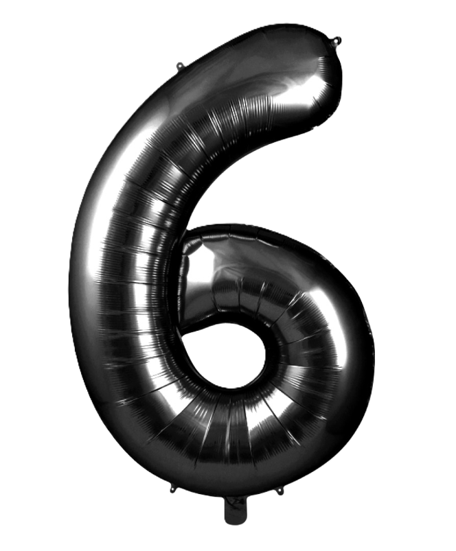 Palloncino Numero 6 Nero Metallizzato 100 cm