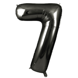 Palloncino numero 7 nero metallizzato 100 cm – decorazione compleanno, anniversari, feste a tema