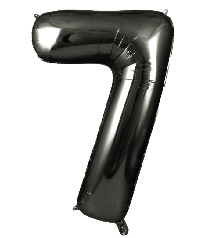 Palloncino Numero 7 Nero Metallizzato 100 cm