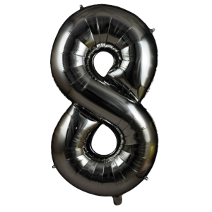 Palloncino numero 8 nero metallizzato 100 cm – decorazione compleanno, anniversari, feste a tema