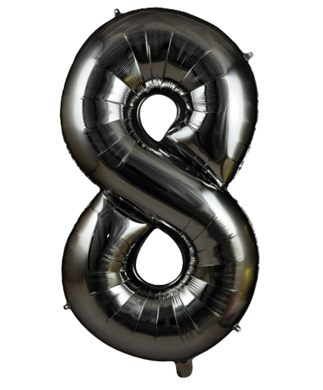 Palloncino Numero 8 Nero Metallizzato 100 cm