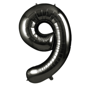 Palloncino numero 9 nero metallizzato 100 cm – decorazione compleanno, anniversari, feste a tema