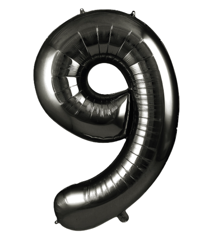 Palloncino Numero 9 Nero Metallizzato 100 cm