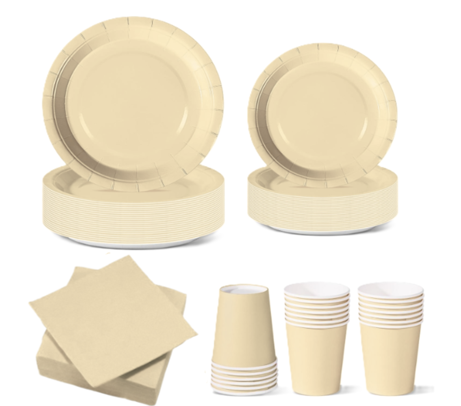Set Stoviglie Carta Monouso Avorio 112 pezzi