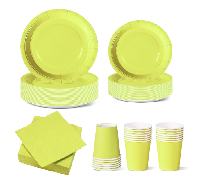Set Stoviglie Carta Monouso Verde Anice 112 pezzi
