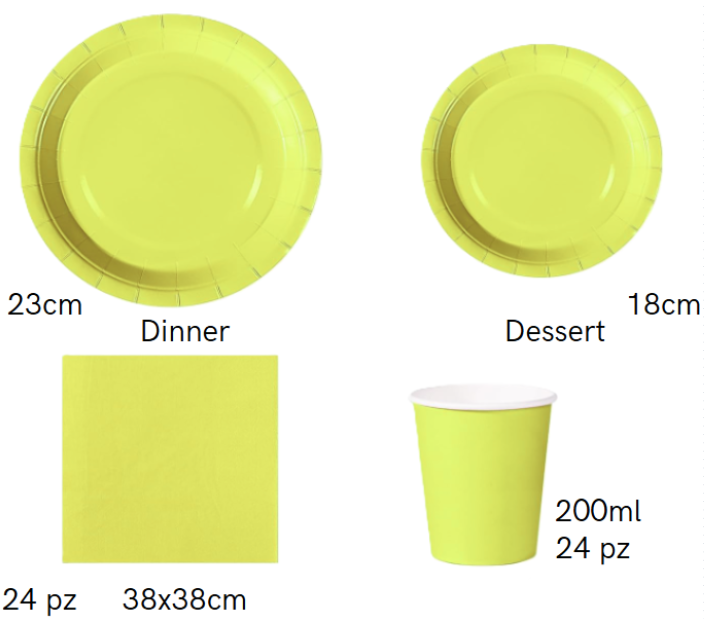 Set Stoviglie Carta Monouso Verde Anice 112 pezzi